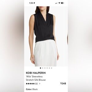 Kobi Halperin Mila Sleeveless Stretch Silk Blouse Size Small Color Black